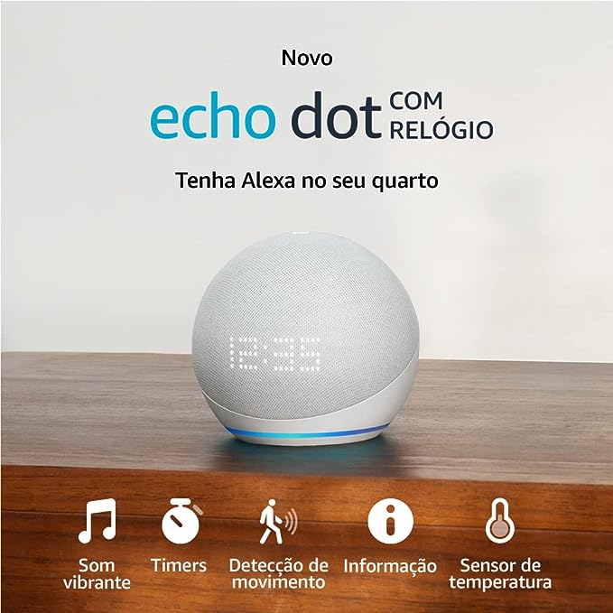 Echo Dot 5ª geração com Relógio - Alexa