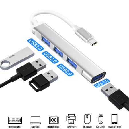 Hub USB Tipo C De Alta Velocidade 3.0 Adaptador OTG 4 Porta Para Computador Celular Jogos