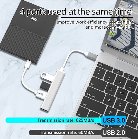 Hub USB Tipo C De Alta Velocidade 3.0 Adaptador OTG 4 Porta Para Computador Celular Jogos