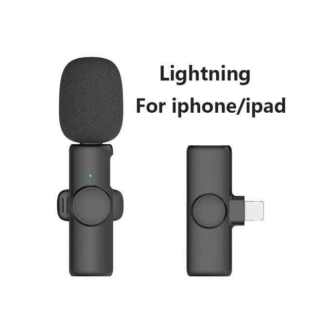 Microfone Lapela Wireless Sem Fio Compatível Android Usb C e Iphone